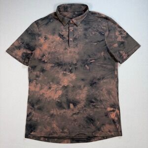 Lululemon Evolution Polo Men's L Diamond Dye Sedona Sunset Graphite Grey Shirt
